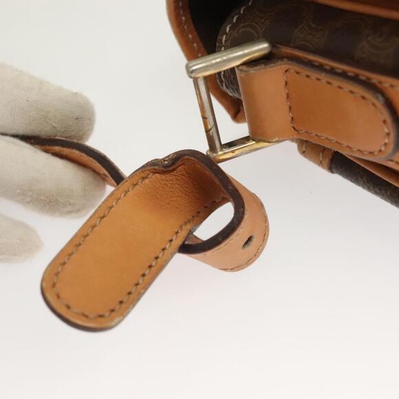 CELINE Macadam Canvas Shoulder Bag Pvc Leather Brown Gold - Picture 9 of 13